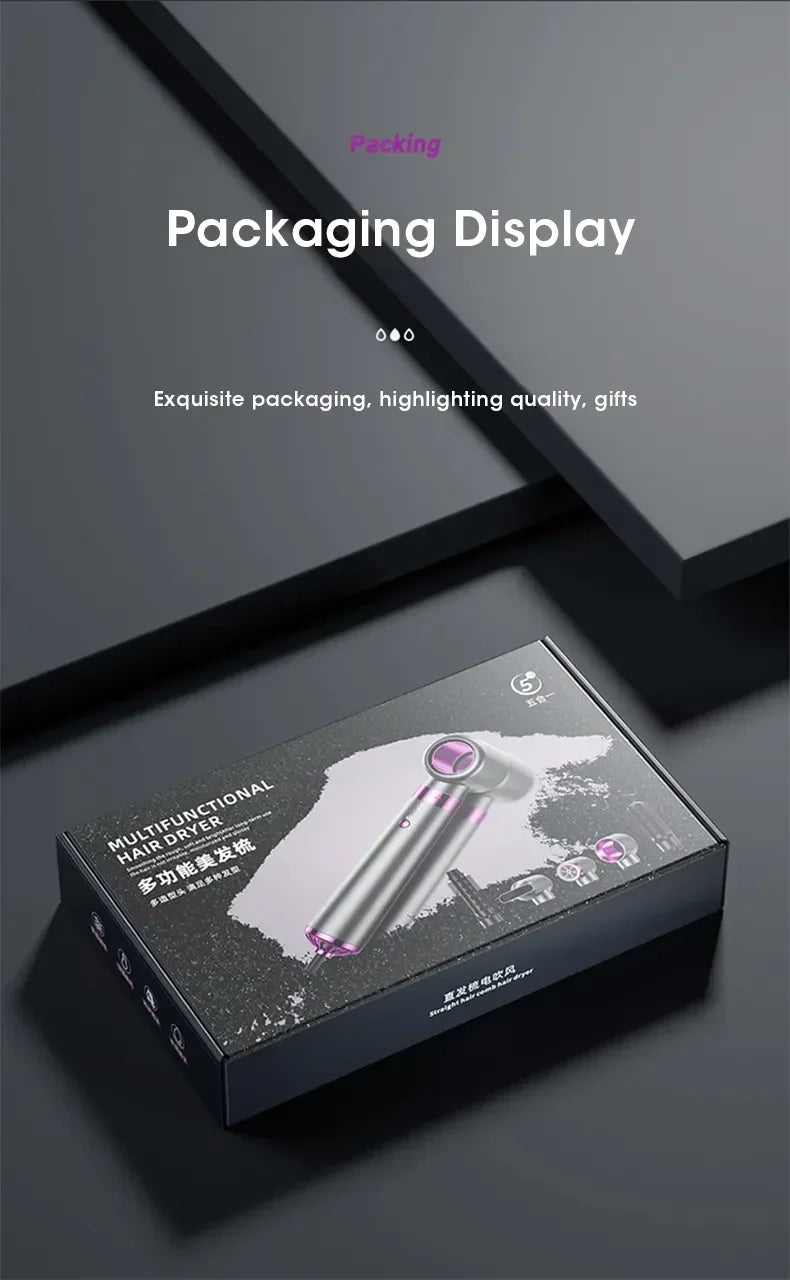 2025 Electric Hair Dryer 5in1 Multifunctional Hair Straightener Negative Ion Hair Care Curler Blow Dryer Styling Set Strong Wind