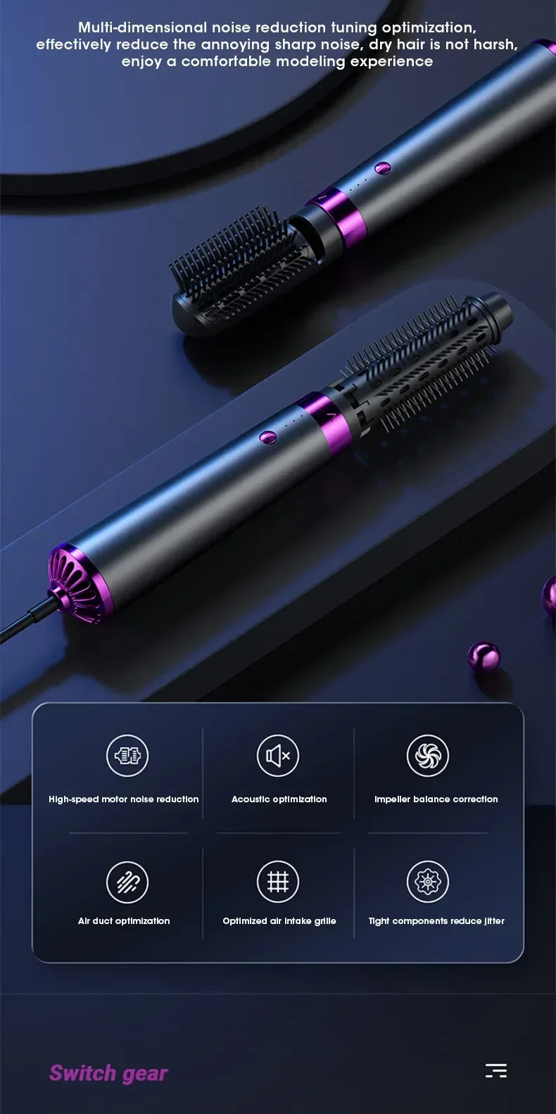 2025 Electric Hair Dryer 5in1 Multifunctional Hair Straightener Negative Ion Hair Care Curler Blow Dryer Styling Set Strong Wind